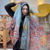 شال تک نخی طرح آرزو رنگ طوسی قرمز