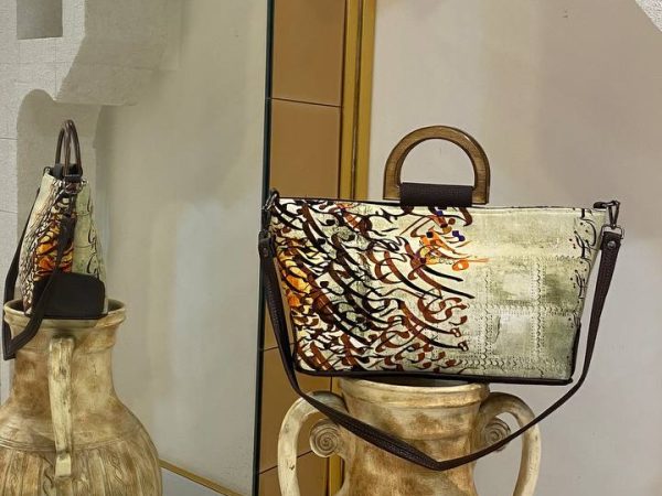 کیف بزرگ طرح ارزو کرم قهوه ای