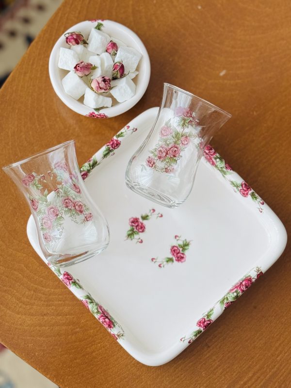 ست چایخوری نبات( تمام گلسرخ)