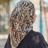مینی اسکارف طرح آرزو کرم قهوه ای