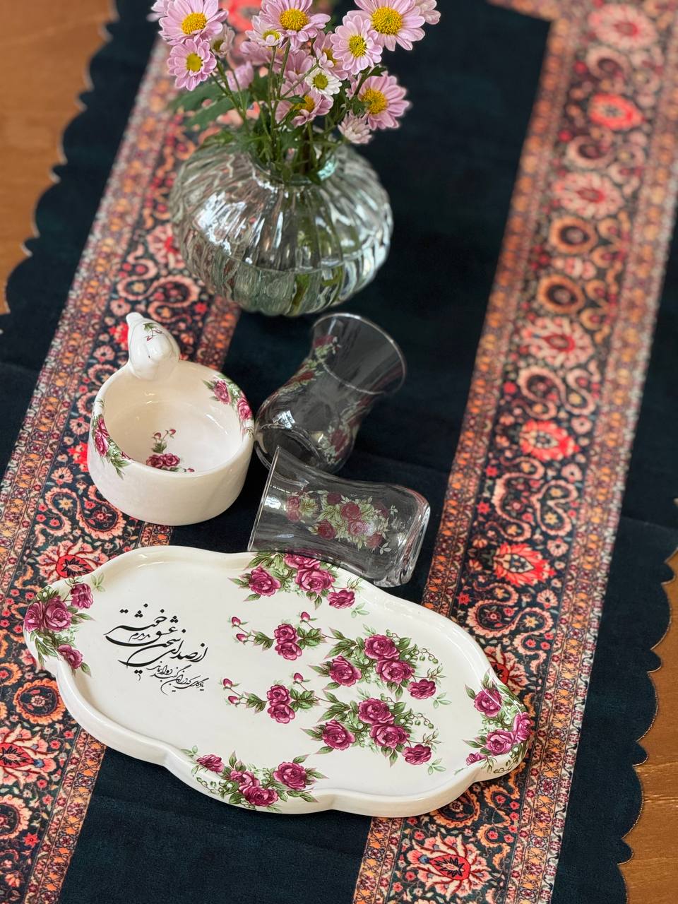 ست چایخوری گلسرخی 2 نفره گلابتون - Image 2