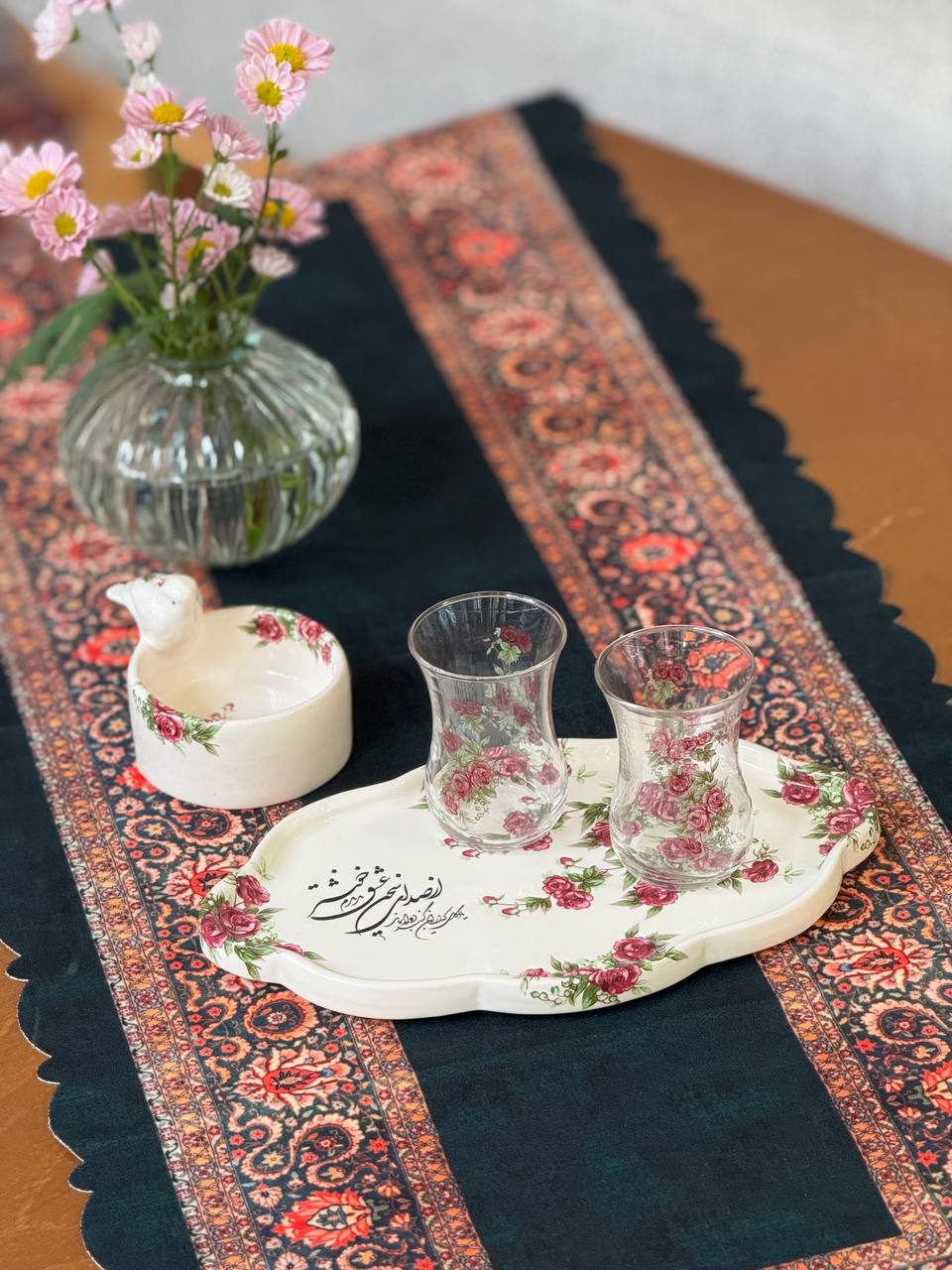 ست چایخوری گلسرخی 2 نفره گلابتون