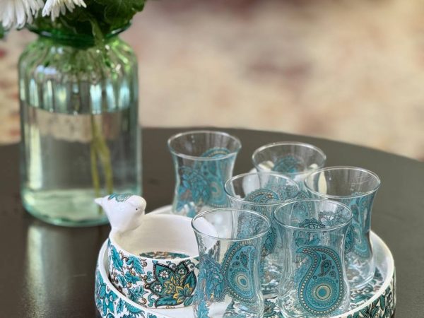 ست چایخوری 6نفره فیروزه-گرد